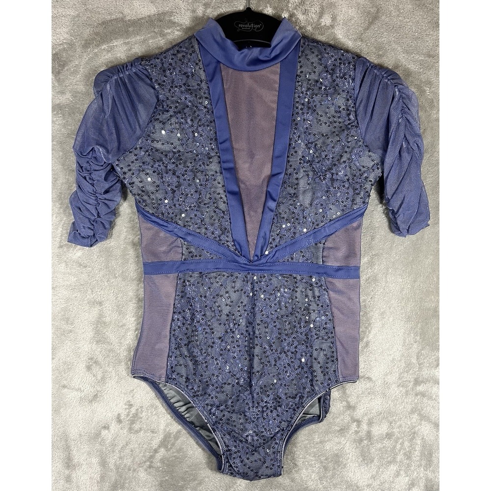 Revolution Dance costume Girls SZ LC Large Solo Lyrical Contemporary‎ Periwinkle